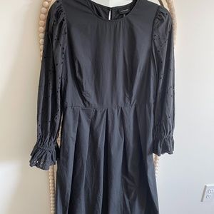 Who What Wear Black Eyelet Midi Dress